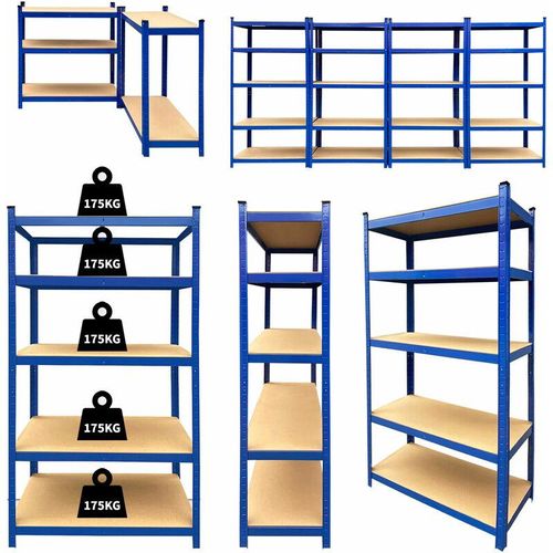 0658437069338 - Day Plus - Lagerregal Schwerlastregal Steckregal 875kg Werkstattregal Kellerregal Metall175cm Hoch