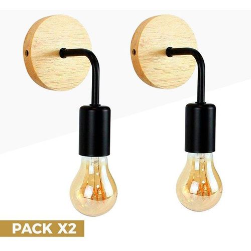 8435427131235 - Barcelona Led - Wandleuchten aus Holz mit Metallflexo Morgan - 2er-Pack