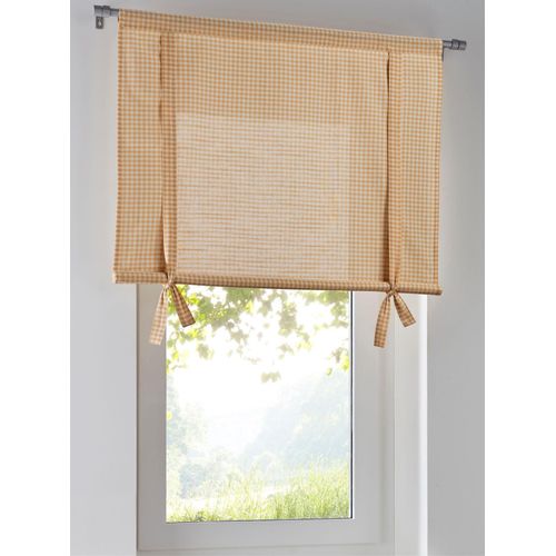 4016478107291 - Bindegardine KUTTI Cottage Raffgardine Gr 2 beige (beige weiß) B60cm H100cm Baumwolle Gardinen kariert Baumwolle Stangendurchzug Bindegardine 4016478107291 - Bindegardine KUTTI Cottage Raffgardine Gr 2 beige (beige weiß) B60cm H100cm Baumwolle Gardinen kariert Baumwolle Stangendurchzug Bindegardine