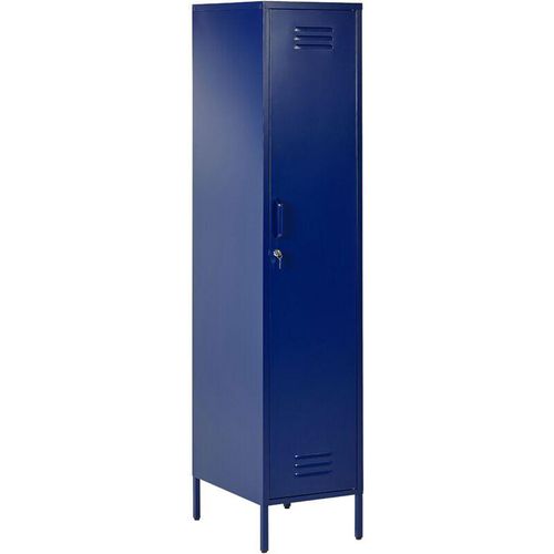 4255664806628 - Beliani - Metallschrank Blau Stahl 185cm Hoch Modern mit Abschließbarer Tür Kleiderstange 2 Türhaken 5 Fächern Wohnzimmer Schlafzimmer Flur Büro