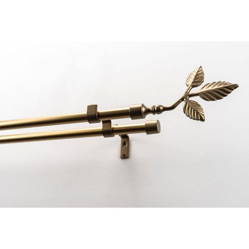 9002777214957 - Gardinenstange GARESA SHEET mit offenem Träger Gardinenstangen Gr L 350 cm Ø 16 mm 2 läufig goldfarben (mattgoldfarben) Kinder Gardinenstangen für Vorhanggarnitur verlängerbar Knopf mit Blätter ohne Ringe 9002777214957 - Gardinenstange GARESA SHEET mit offenem Träger Gardinenstangen Gr L 350 cm Ø 16 mm 2 läufig goldfarben (mattgoldfarben) Kinder Gardinenstangen für Vorhanggarnitur verlängerbar Knopf mit Blätter ohne Ringe