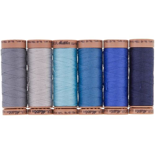 4058896258537 - Silk Finish Cotton Blau Grau Stärke 40 Inhalt 6x 150 m 4058896258537 - Silk Finish Cotton Blau Grau Stärke 40 Inhalt 6x 150 m