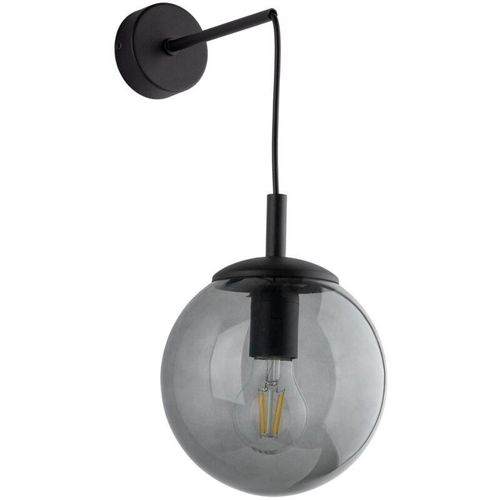 4255596701176 - Licht-erlebnisse - Wandlampe Metall Rauchglas 45 cm hoch Schwarz Graphit E27 Kugel Schirm Modern 4255596701176 - Licht-erlebnisse - Wandlampe Metall Rauchglas 45 cm hoch Schwarz Graphit E27 Kugel Schirm Modern