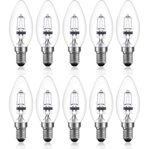 9057645599032 - Jusch - 42W E14 C35 Dimmbare Halogenlampe ac 220-240V Warmweiß 2700K e14 transparente Halogenkerzenlampe (10 Stück)