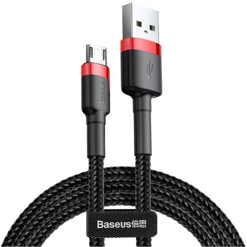 6953156280342 - Basetech - Baseus Cafule Cable durabel Kabel mit Nylon geflochtenes Ladekabel usb   micro usb QC30 24A 1M schwarz-rot (CAMKLF-B91)