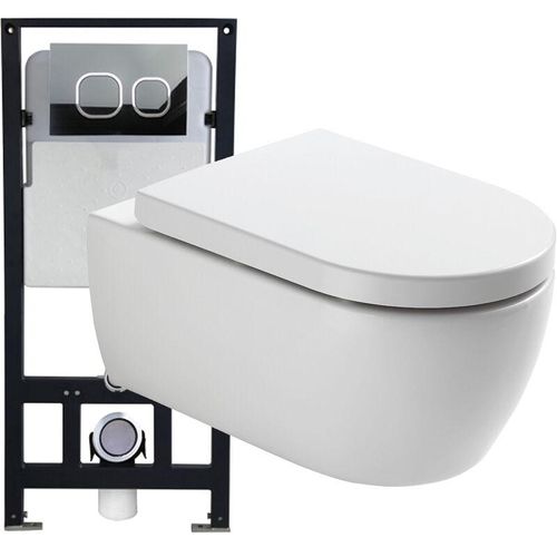 0716855388339 - - WC-Sparpaket 3 wc NT2039 und Soft-Close Sitz mit Vorwandelement G3004A und Betätigungsplatte vorne Modell schwarz Glas