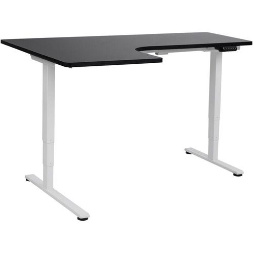 4255664881618 - Beliani - Schreibtisch Links Schwarz u Weiß Melamin L-Form 160x59 cm mit Metallgestell Elektrisch Höhenverstellbar Büro Steh-Sitz-Tisch Stehtisch