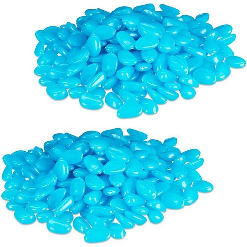 4052025373115 - Relaxdays - 400 x Leuchtsteine fluoreszierend Deko leuchtende Kieselsteine für Garten Aquarium Vasen Leuchtkiesel blau