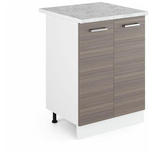 4251421930414 - Unterschrank R-Line 60 cm Weiß Edelgrau modern Arbeitsplatte Vicco