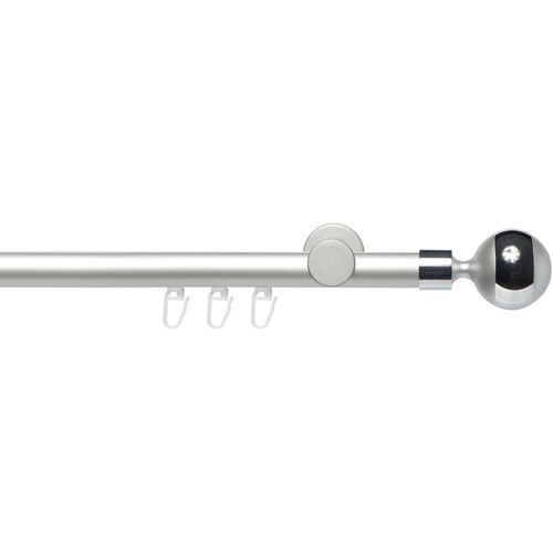 4016318374333 - Gardinenstange Innenlaufgarnitur 20 mm Power Kugel mit Ring Gardinenstangen Gr L 160 cm Ø 20 mm 1 St 1 läufig grau (aluminiumfarben) Gardinenstange Gardinenstangen Wandmontage Komplett