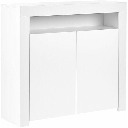 4251682289696 - Sideboard Weiß mdf u Faserplatte Halbhoch Schmal mit LED-Beleuchtung Schränken Fach Modern Konsolentisch Schlafzimmer Wohnzimmer Aufbewahrung