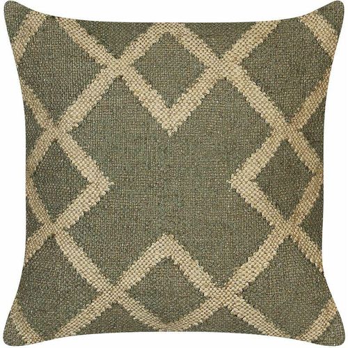 4255664810489 - Beliani - Streukissen Grün und Beige aus Jute und Wolle 45 x 45 cm mit geometrischem Muster verwaschene Farben - Grün