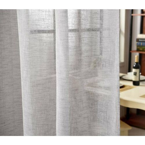 4250367200766 - 2er-Set Gardine Schlaufenschal transparent Leinenoptik hellgrau 140x245 cm - hellgrau - Woltu 4250367200766 - 2er-Set Gardine Schlaufenschal transparent Leinenoptik hellgrau 140x245 cm - hellgrau - Woltu