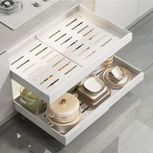 0763527801399 - Sinbinta - Teleskopschublade Verstellbare Ausziehbarer Schrank-Organizer Metall Pull Out Cabinet Organizer Auszug Küchenschrank Küche Organizer