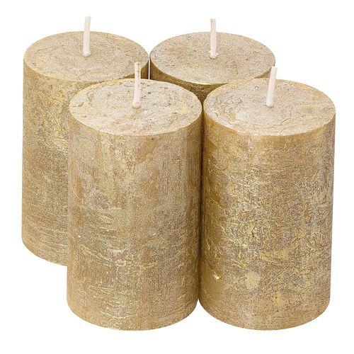 4058896331933 - Rustikale Kerzen metallic gold 10 x 6 cm 4 Stück
