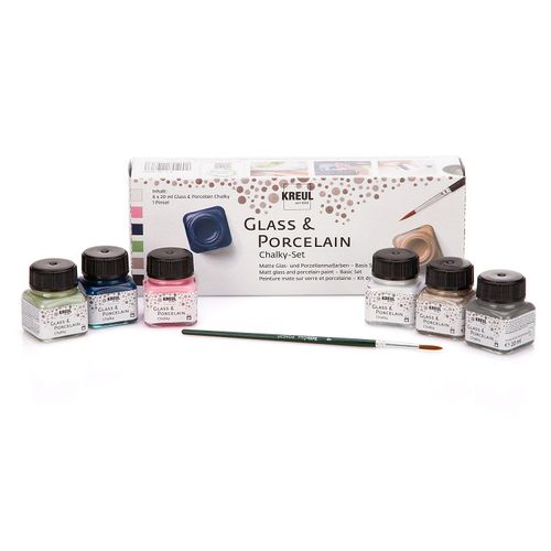 4000798119768 - KREUL Chalky Porzellanfarben farbsortiert 6 Gläser à 20 ml in White Cotton Candy Rose Navy Blue Rosemary Green Noble Nougat Volcanic Gray 1 Pinsel 4000798119768 - KREUL Chalky Porzellanfarben farbsortiert 6 Gläser à 20 ml in White Cotton Candy Rose Navy Blue Rosemary Green Noble Nougat Volcanic Gray 1 Pinsel