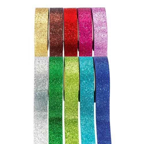 4001868089165 - Deko-Klebeband 15 mm  x 5 m glitter gold silber braun rot lila pink blau türkis grün hellgrün 