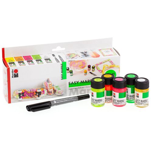 4007751829542 - Marmorierfarben Neon 5x 15 ml und ein Stift 4007751829542 - Marmorierfarben Neon 5x 15 ml und ein Stift