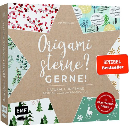 9783745907247 - Origamisterne? Gerne! - Natural Christmas - Weihnachtliches Bastelset zum Sofort-Losfalten - Ina Mielkau Kartoniert (TB)