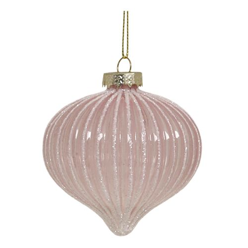 5712750373826 - Chic Antique Weihnachtskugel Rosa Tropfenform D8 cm rosa
