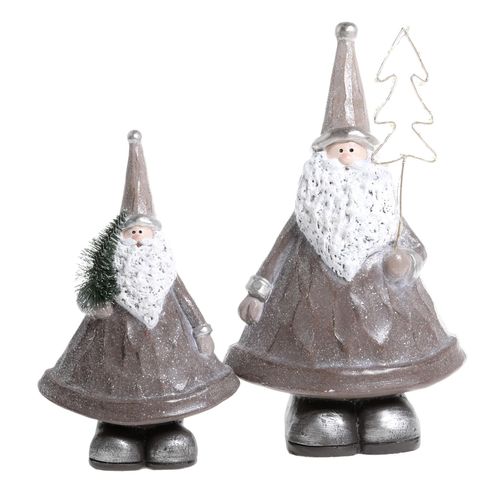 5712750378425 - Chic Antique Weihnachtsmann mit LED Baum 2er-Set H29 L175 B115 cm grau 5712750378425 - Chic Antique Weihnachtsmann mit LED Baum 2er-Set H29 L175 B115 cm grau