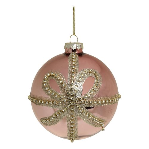 5712750373949 - Chic Antique Weihnachtskugel Rosa Glitzerschleife D10 cm rosa 5712750373949 - Chic Antique Weihnachtskugel Rosa Glitzerschleife D10 cm rosa