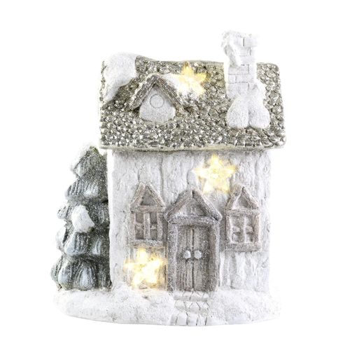 5712750378524 - Chic Antique Deko Haus mit LED Stern H295 L25 B16 cm champagner
