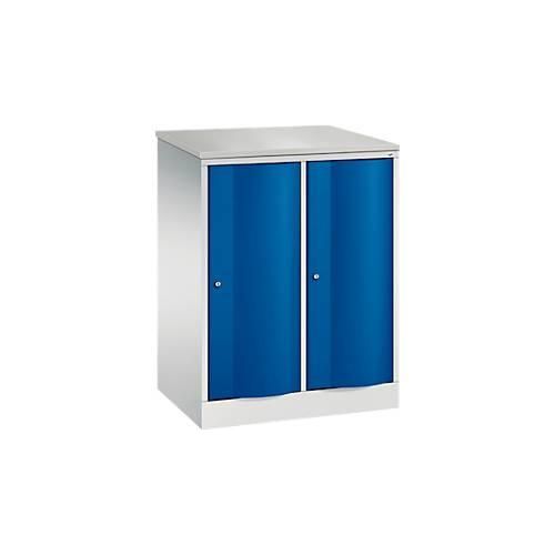 4064615384838 - Garderobenschrank Resisto 2 Abteile 2 Fächer B 772 x T 540 x H 1077 mm Lichtgrau Enzianblau