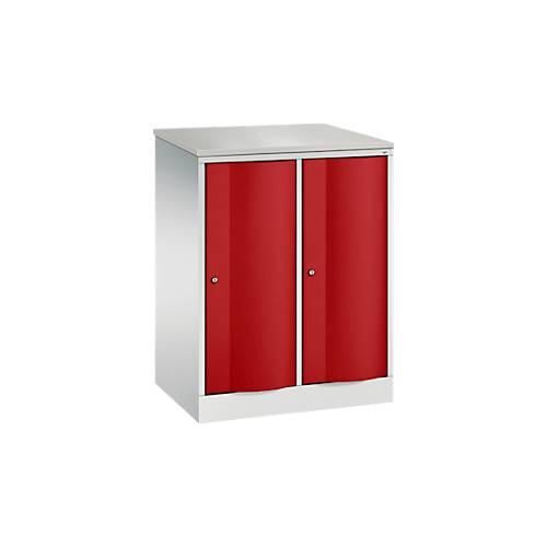 4064615384814 - Garderobenschrank Resisto 2 Abteile 2 Fächer B 772 x T 540 x H 1077 mm Lichtgrau Rubinrot