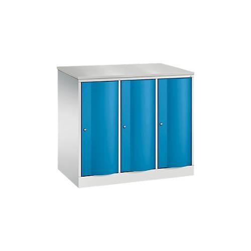 4064615386931 - Garderobenschrank Resisto 3 Abteile 3 Fächer B 1148 x T 640 x H 1077 mm Lichtgrau Lichtblau