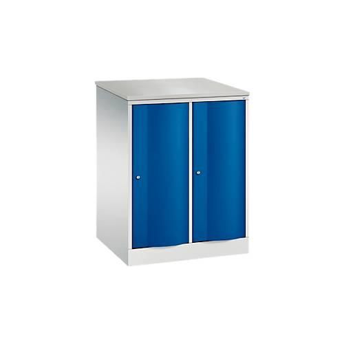 4064615385354 - Garderobenschrank Resisto 2 Abteile 2 Fächer B 772 x T 640 x H 1077 mm Lichtgrau Enzianblau