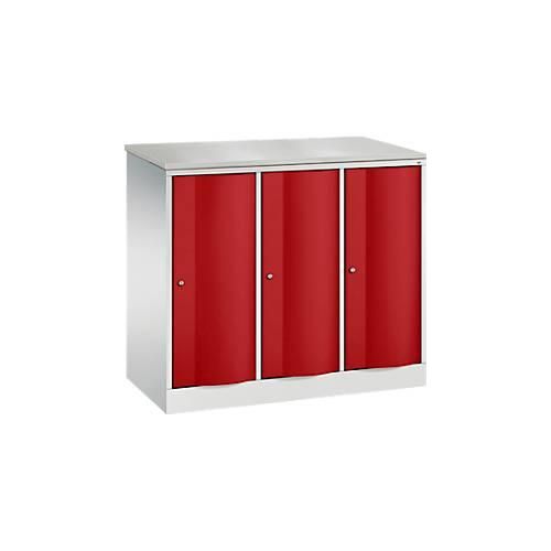 4064615386375 - Garderobenschrank Resisto 3 Abteile 3 Fächer B 1148 x T 540 x H 1077 mm Lichtgrau Rubinrot 4064615386375 - Garderobenschrank Resisto 3 Abteile 3 Fächer B 1148 x T 540 x H 1077 mm Lichtgrau Rubinrot