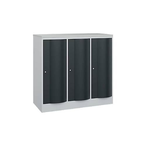 4066681256361 - Garderobenschrank Resisto 3 Abteile 3 Fächer B 1148 x T 540 x H 1077 mm Lichtgrau Anthrazitgrau 4066681256361 - Garderobenschrank Resisto 3 Abteile 3 Fächer B 1148 x T 540 x H 1077 mm Lichtgrau Anthrazitgrau