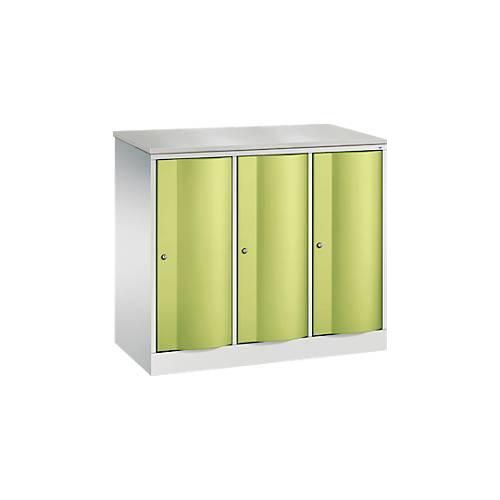 4064615386313 - Garderobenschrank Resisto 3 Abteile 3 Fächer B 1148 x T 540 x H 1077 mm Lichtgrau Clowngrün 4064615386313 - Garderobenschrank Resisto 3 Abteile 3 Fächer B 1148 x T 540 x H 1077 mm Lichtgrau Clowngrün