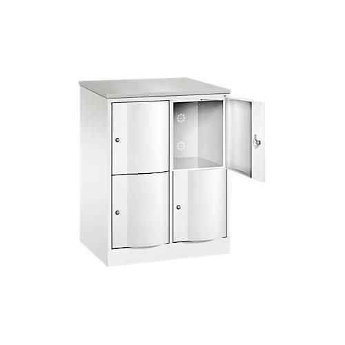 4064615388201 - Schließfachschrank Resisto 2 Abteile 4 Fächer B 772 x T 540 x H 1077 mm Verkehrsweiß