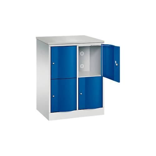 4064615387945 - Schließfachschrank Resisto 2 Abteile 4 Fächer B 772 x T 540 x H 1077 mm Lichtgrau Enzianblau