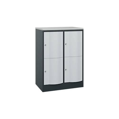 4066681256699 - Schließfachschrank Resisto 2 Abteile 4 Fächer B 772 x T 540 x H 1077 mm Anthrazitgrau Lichtgrau