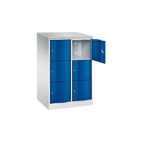 4064615391539 - Schließfachschrank Resisto 2 Abteile 6 Fächer B 772 x T 640 x H 1255 mm Lichtgrau Enzianblau