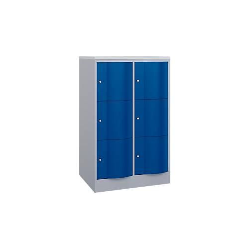 4068427609523 - Schließfachschrank Resisto 2 Abteile 6 Fächer B 772 x T 640 x H 1255 mm Weißalu Enzianblau 4068427609523 - Schließfachschrank Resisto 2 Abteile 6 Fächer B 772 x T 640 x H 1255 mm Weißalu Enzianblau