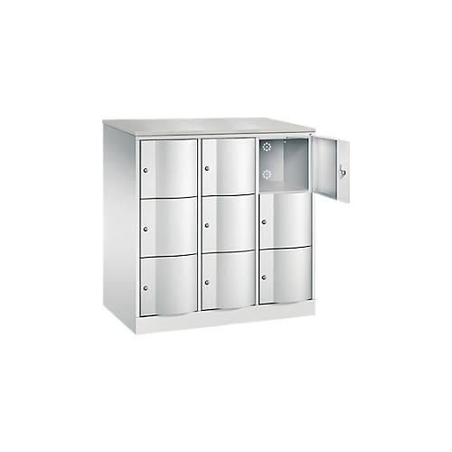 4064615393137 - Schließfachschrank Resisto 3 Abteile 9 Fächer B 1148 x T 640 x H 1255 mm Lichtgrau