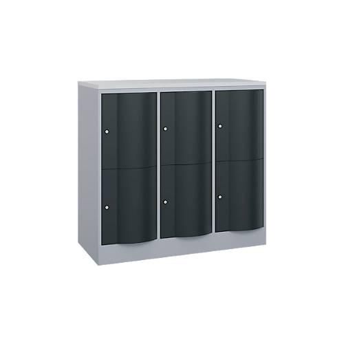 4068427609394 - Schließfachschrank Resisto 3 Abteile 6 Fächer B 1148 x T 540 x H 1077 mm Weißalu Anthrazitgrau 4068427609394 - Schließfachschrank Resisto 3 Abteile 6 Fächer B 1148 x T 540 x H 1077 mm Weißalu Anthrazitgrau