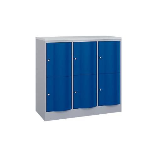 4068427609387 - Schließfachschrank Resisto 3 Abteile 6 Fächer B 1148 x T 540 x H 1077 mm Weißalu Enzianblau 4068427609387 - Schließfachschrank Resisto 3 Abteile 6 Fächer B 1148 x T 540 x H 1077 mm Weißalu Enzianblau