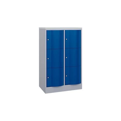 4068427609509 - Schließfachschrank Resisto 2 Abteile 6 Fächer B 772 x T 540 x H 1255 mm Weißalu Enzianblau