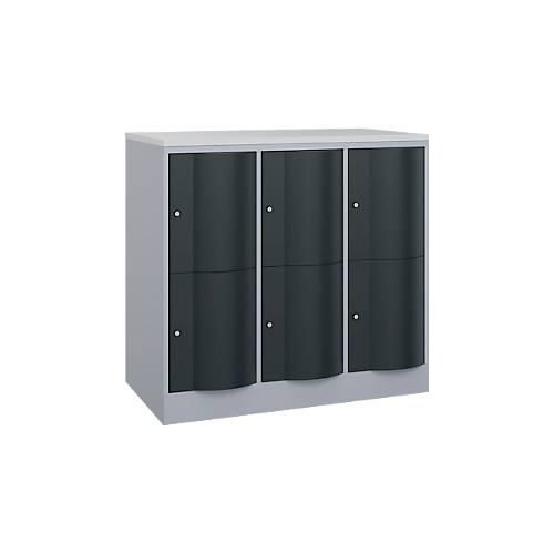 4068427609417 - Schließfachschrank Resisto 3 Abteile 6 Fächer B 1148 x T 640 x H 1077 mm Weißalu Anthrazitgrau