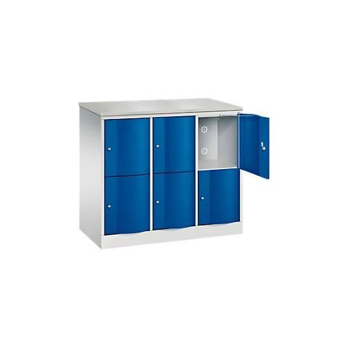4064615389482 - Schließfachschrank Resisto 3 Abteile 6 Fächer B 1148 x T 540 x H 1077 mm Lichtgrau Enzianblau