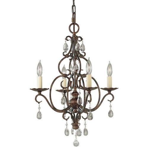 4255596731807 - Licht-erlebnisse - Kronleuchter Kristall Metall 422 cm breit h max 2191 cm in Bronze Antik E14 4-flammig Rustikal