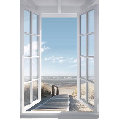 8714597554854 - Deco-Panel REINDERS Fenster zur Nordsee blau (hellblau weiß) Bilder B H 60cm x 90cm Deco-Panel Hochformat Hartfaserplatte MDF B60cm H90cm