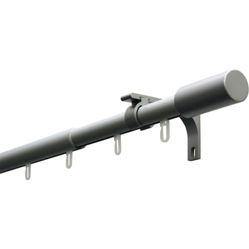 4003018360100 - Gardinenstange Gardinenstangen Set Gardinenstangen Gr L 100 cm - 190 cm Ø 22 mm 1 St 1 läufig grau (aluminiumfarben) Gardinenstangen Wandmontage 1-Lauf