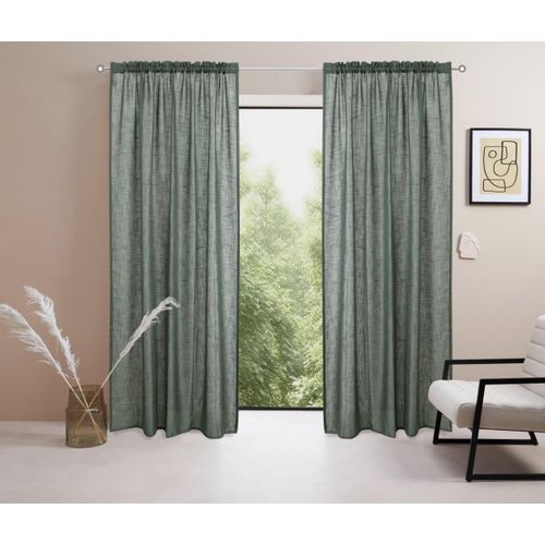 4068222538967 - Gardine LEGER HOME BY LENA GERCKE Marusha Gardinen Gr 145cm Stangendurchzug 140cm grün (dunkelgrün) 1 Schal Leinenoptik gewebt verschiedene Größen Bestseller