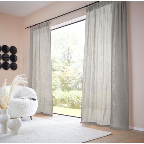 4068222577591 - Gardine LEGER HOME BY LENA GERCKE Hevin Musselin Vorhang blickdichte Gardine Gardinen Gr 175 cm Multifunktionsband 130 cm grau natürliche moderne Gardine in schönem Musselin Look